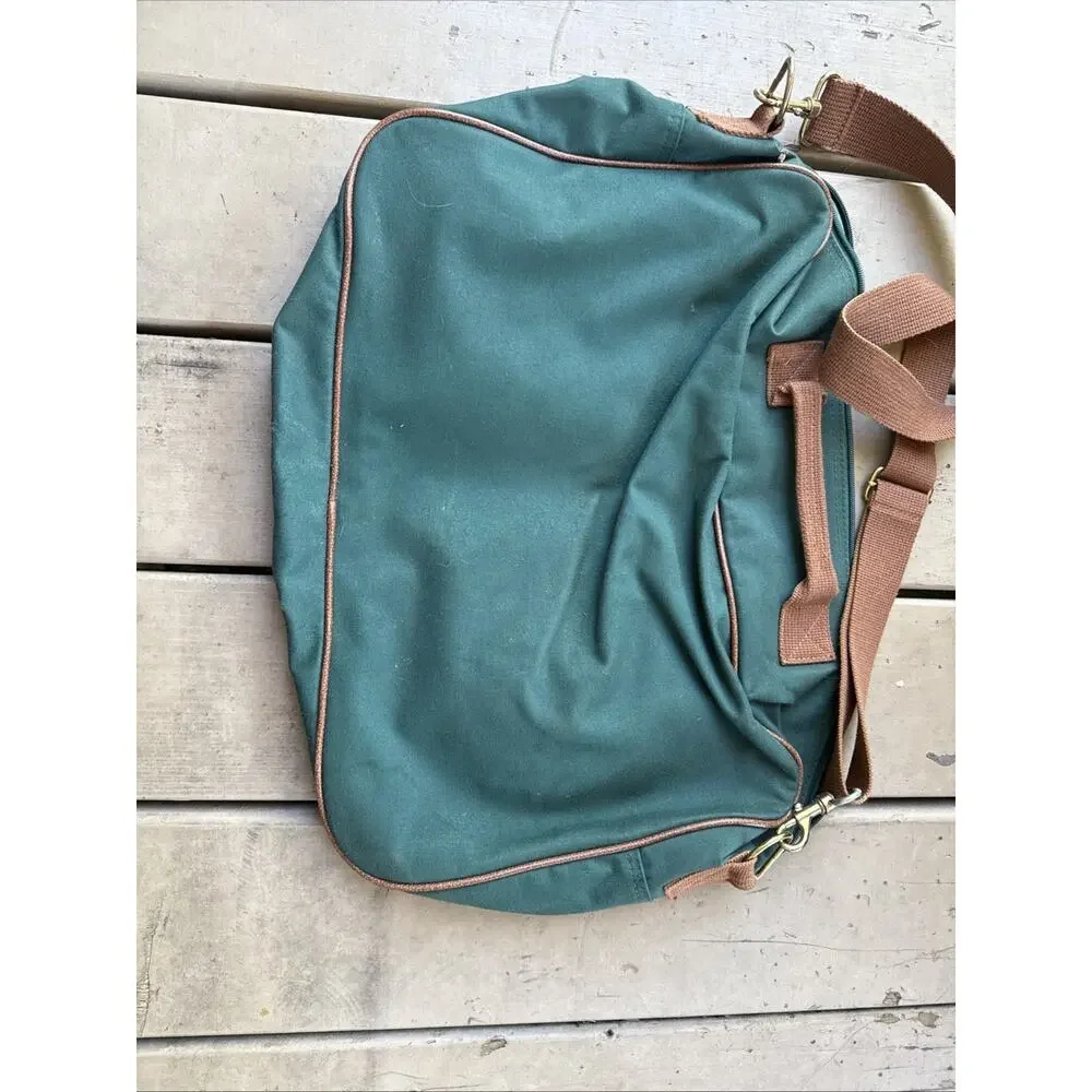 ⁠Vintage Polo Ralph Lauren Green Canvas Travel Duffle Shoulder Messenger Bag 90s